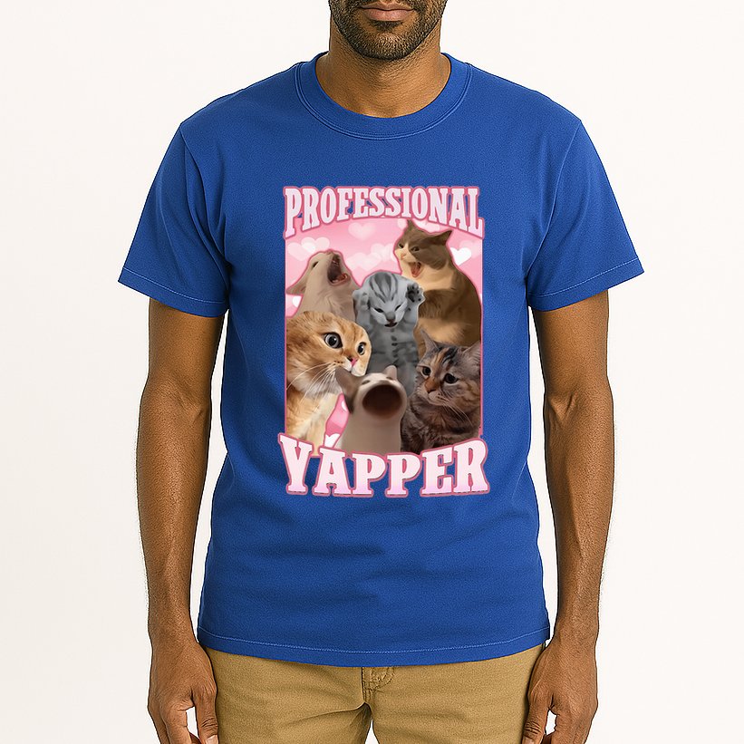 Professional Yapper Cat Meme Goofy Ahh Ironic Cat Tall T-Shirt