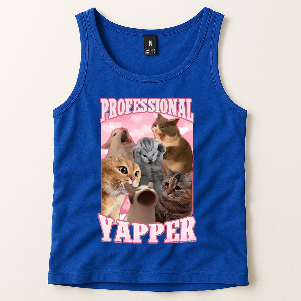 Professional Yapper Cat Meme Goofy Ahh Ironic Cat Tank Top