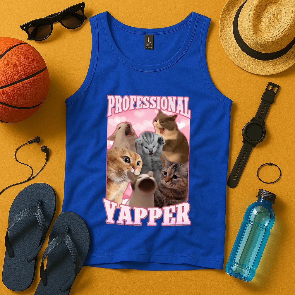 Professional Yapper Cat Meme Goofy Ahh Ironic Cat Tank Top