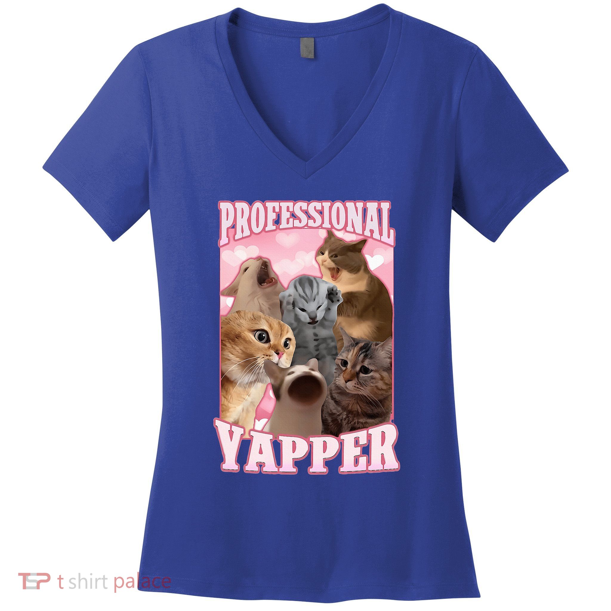 Professional Yapper Cat Meme Goofy Ahh Ironic Cat Women's V-Neck T-Shirt