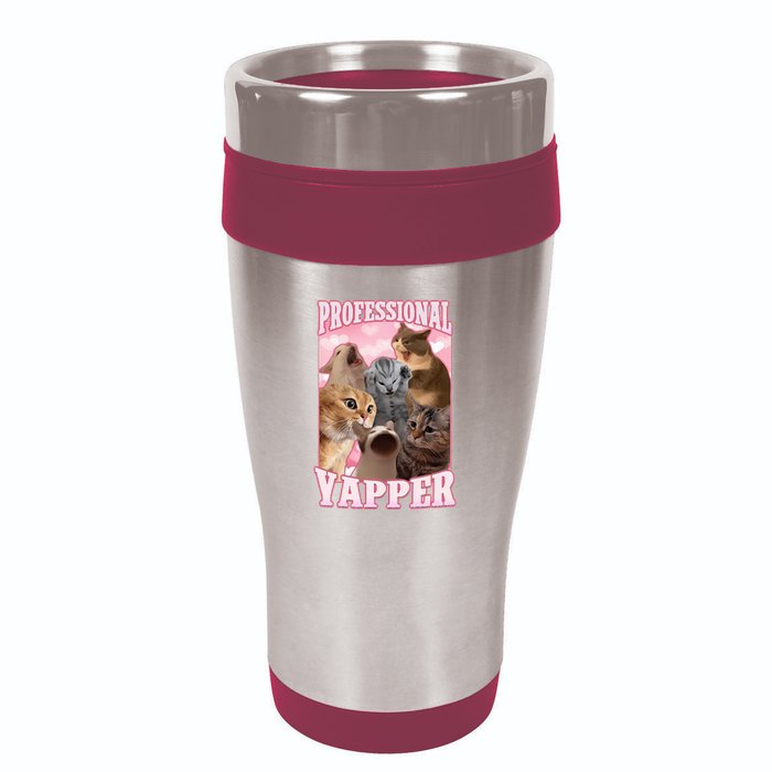 Professional Yapper Cat Meme Goofy Ahh Ironic Cat 16oz Travel Tumbler