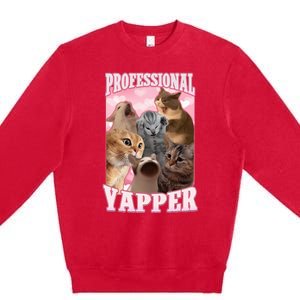 Professional Yapper Cat Meme Goofy Ahh Ironic Cat Premium Crewneck Sweatshirt