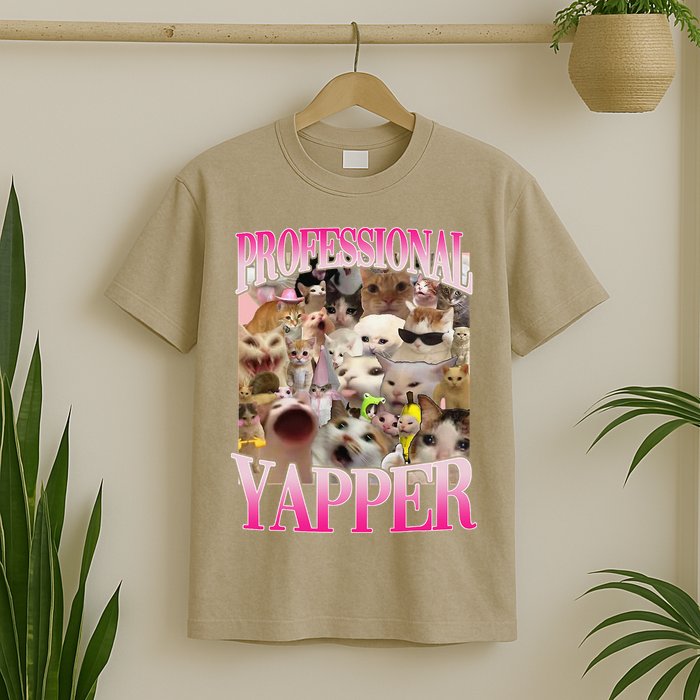 Professional Yapper Cat Funny Weird Specific Meme Lover Cat T-Shirt