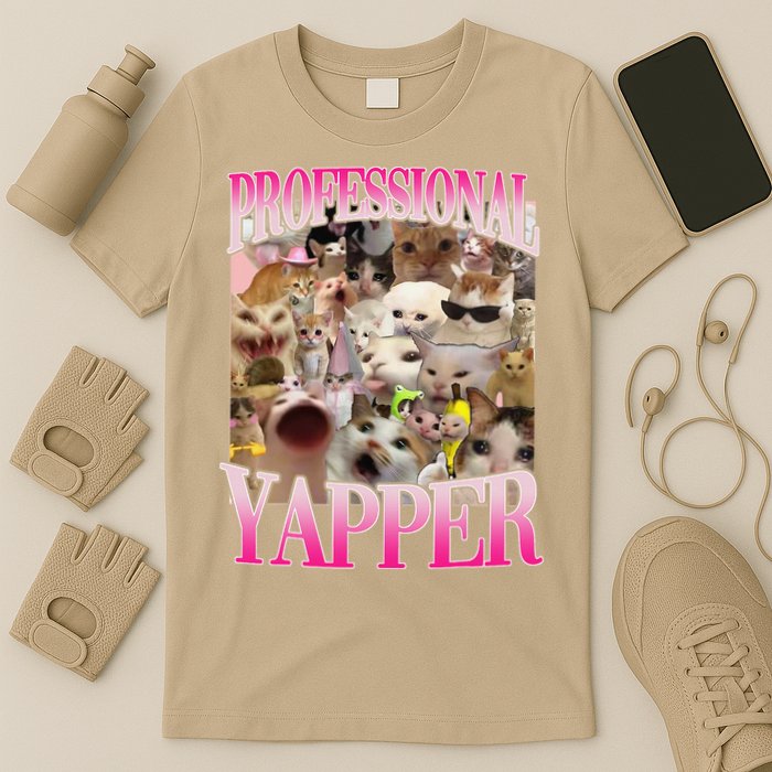 Professional Yapper Cat Funny Weird Specific Meme Lover Cat T-Shirt
