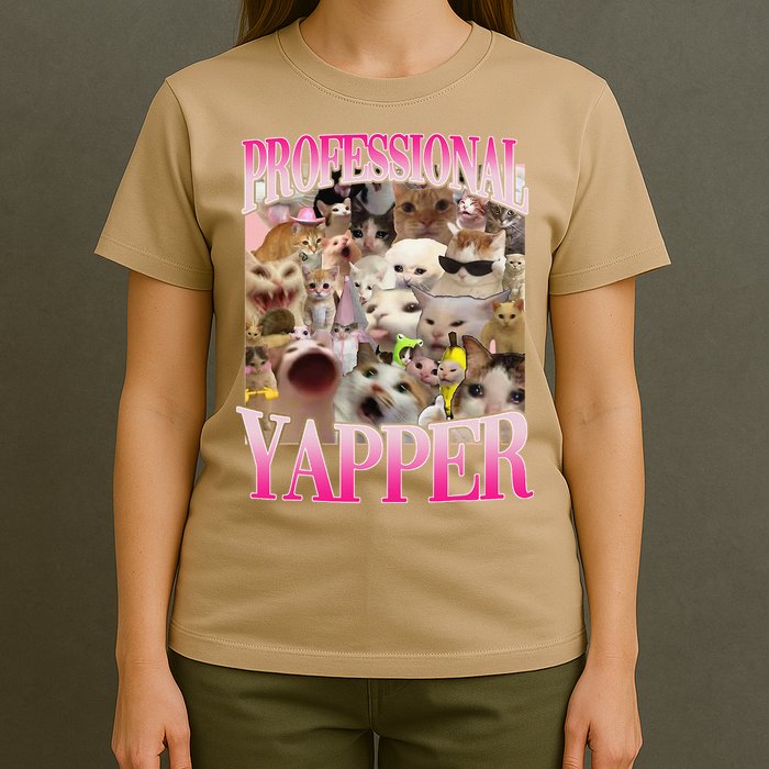 Professional Yapper Cat Funny Weird Specific Meme Lover Cat T-Shirt