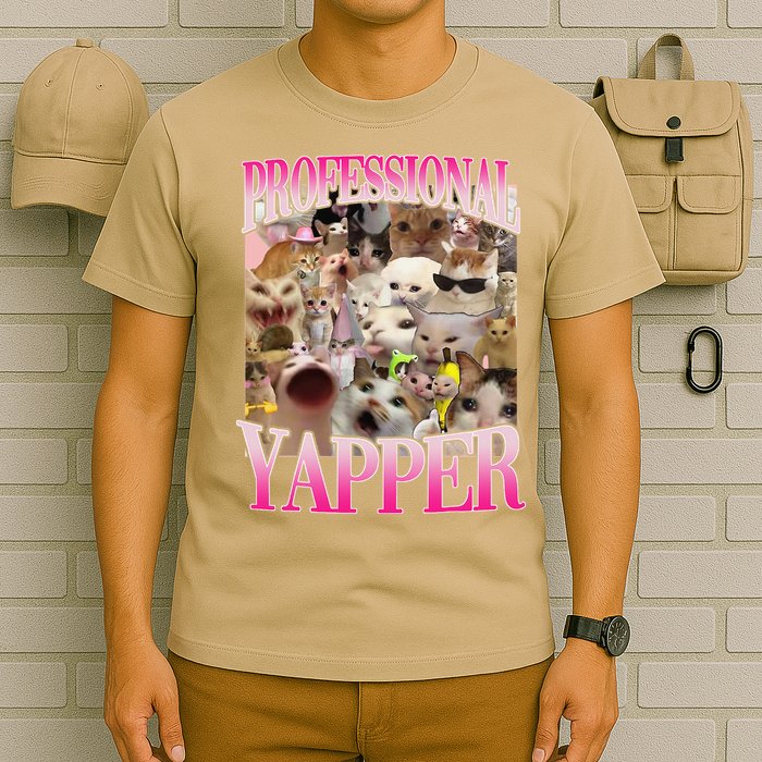 Professional Yapper Cat Funny Weird Specific Meme Lover Cat T-Shirt