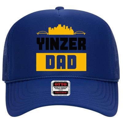 Pittsburgh Yinzer Dad Steel City 412 Home High Crown Mesh Back Trucker Hat