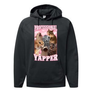 Professional Yapper Funny Cat Meme Goofy Ahh Ironic Cat Performance Fleece Hoodie