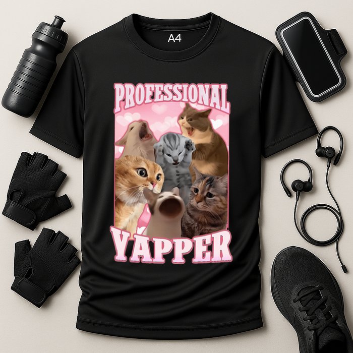 Professional Yapper Funny Cat Meme Goofy Ahh Ironic Cat Performance Shirt