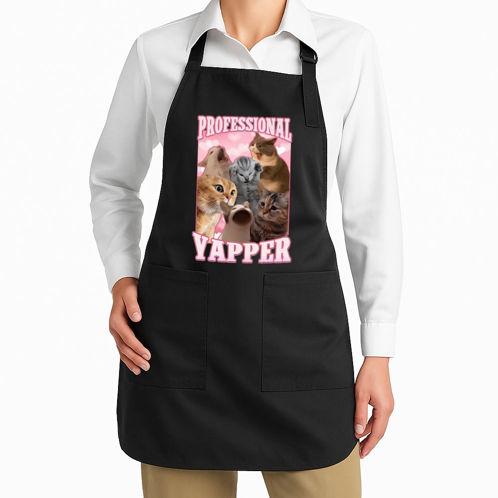 Professional Yapper Funny Cat Meme Goofy Ahh Ironic Cat Apron