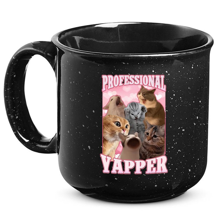Professional Yapper Funny Cat Meme Goofy Ahh Ironic Cat 15oz Campfire Ceramic Mug