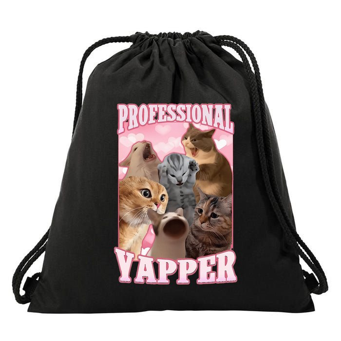Professional Yapper Funny Cat Meme Goofy Ahh Ironic Cat Drawstring Bag
