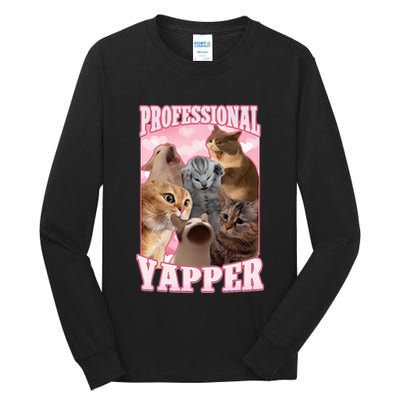 Professional Yapper Funny Cat Meme Goofy Ahh Ironic Cat Tall Long Sleeve T-Shirt
