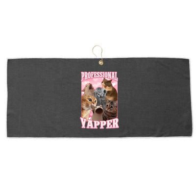 Professional Yapper Funny Cat Meme Goofy Ahh Ironic Cat Large Microfiber Waffle Golf Towel