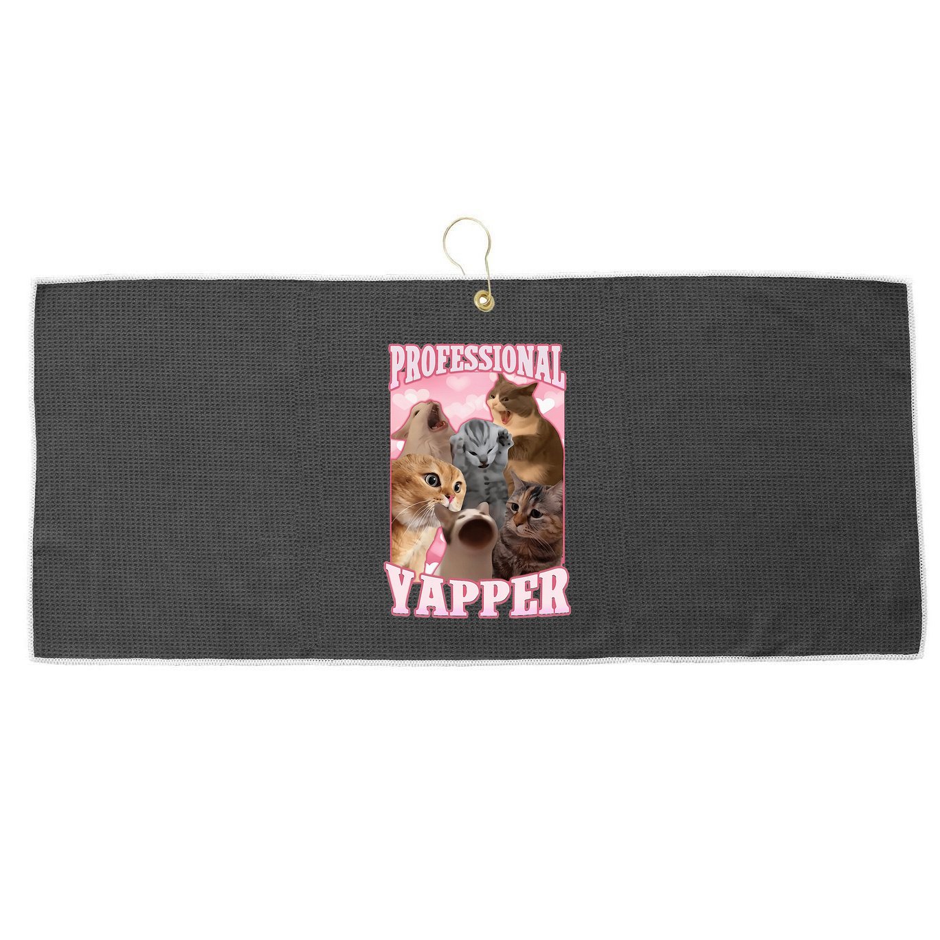 Professional Yapper Funny Cat Meme Goofy Ahh Ironic Cat Large Microfiber Waffle Golf Towel