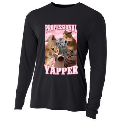 Professional Yapper Funny Cat Meme Goofy Ahh Ironic Cat Cooling Performance Long Sleeve Crew