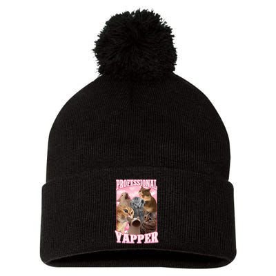 Professional Yapper Funny Cat Meme Goofy Ahh Ironic Cat Pom Pom 12in Knit Beanie