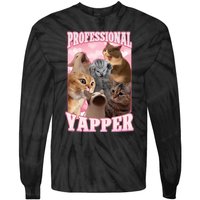 Professional Yapper Funny Cat Meme Goofy Ahh Ironic Cat Tie-Dye Long Sleeve Shirt