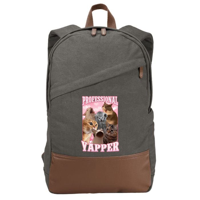 Professional Yapper Funny Cat Meme Goofy Ahh Ironic Cat Cotton Canvas Backpack