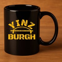 Pittsburgh Yinz Funny Bridge Pennsylvania 412 Steel City 11oz C Handle Ceramic Mug