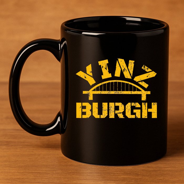 Pittsburgh Yinz Funny Bridge Pennsylvania 412 Steel City 11oz C Handle Ceramic Mug