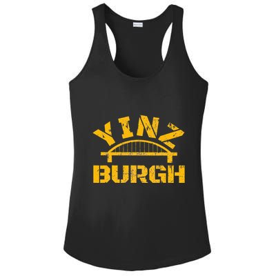 Pittsburgh Yinz Funny Bridge Pennsylvania 412 Steel City Ladies PosiCharge Competitor Racerback Tank