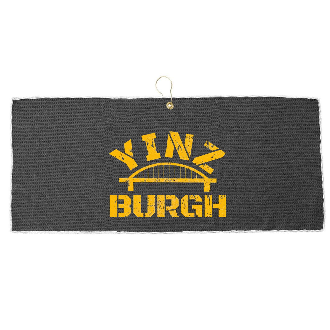 Pittsburgh Yinz Funny Bridge Pennsylvania 412 Steel City Large Microfiber Waffle Golf Towel