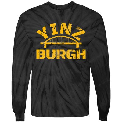 Pittsburgh Yinz Funny Bridge Pennsylvania 412 Steel City Tie-Dye Long Sleeve Shirt