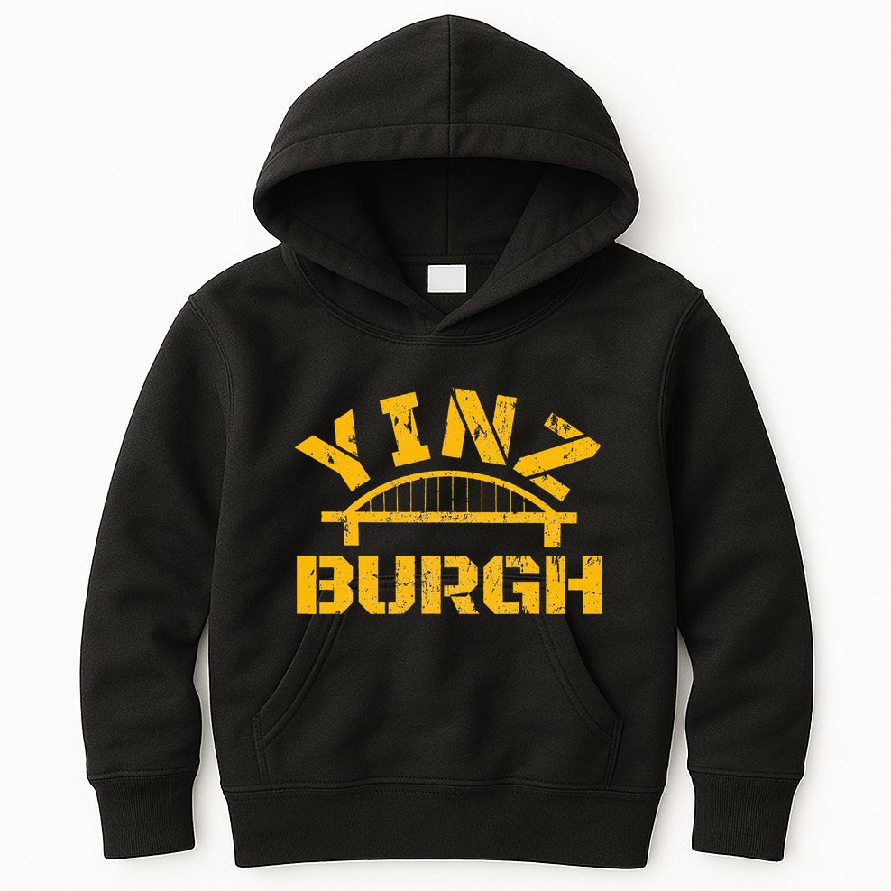 Pittsburgh Yinz Funny Bridge Pennsylvania 412 Steel City Kids Hoodie