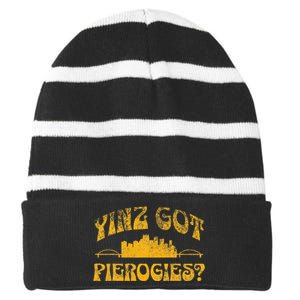 Pittsburgh Yinz Funny Yinzer Steel City 412 Pierogies Home Striped Beanie with Solid Band