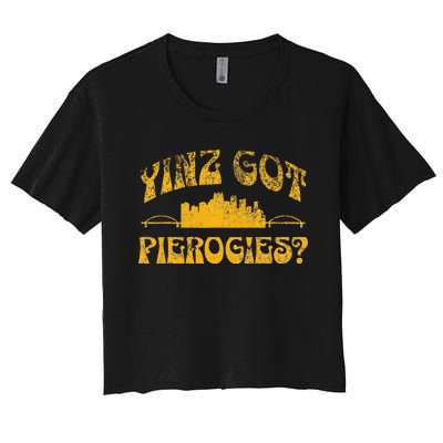 Pittsburgh Yinz Funny Yinzer Steel City 412 Pierogies Home Women's Crop Top Tee