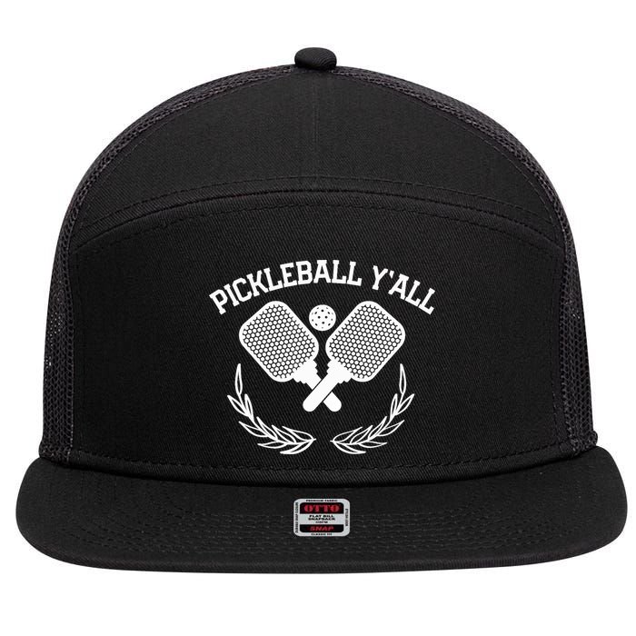 PICKLEBALL Y'ALL FUNNY 7 Panel Mesh Trucker Snapback Hat