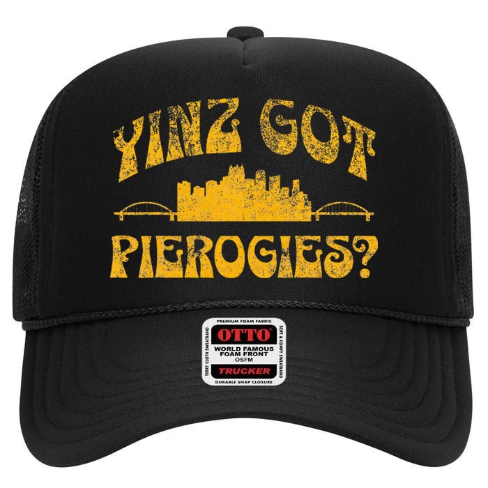 Pittsburgh Yinz Funny Yinzer Steel City 412 Pierogies Home High Crown Mesh Back Trucker Hat