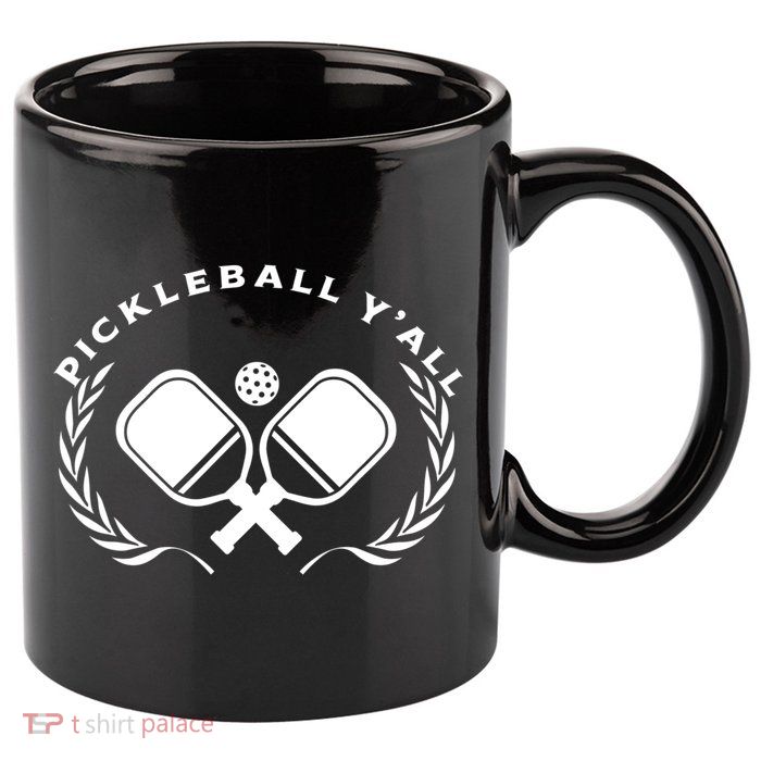 PICKLEBALL Y'ALL Funny Paddle Ball Pickle Meme 11oz C Handle Ceramic Mug
