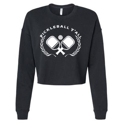 PICKLEBALL Y'ALL Funny Paddle Ball Pickle Meme Cropped Pullover Crew
