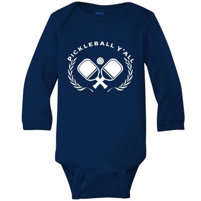 PICKLEBALL Y'ALL Funny Paddle Ball Pickle Meme Baby Long Sleeve Bodysuit