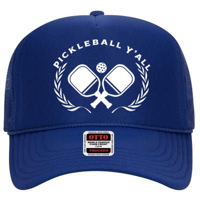 PICKLEBALL Y'ALL Funny Paddle Ball Pickle Meme High Crown Mesh Back Trucker Hat