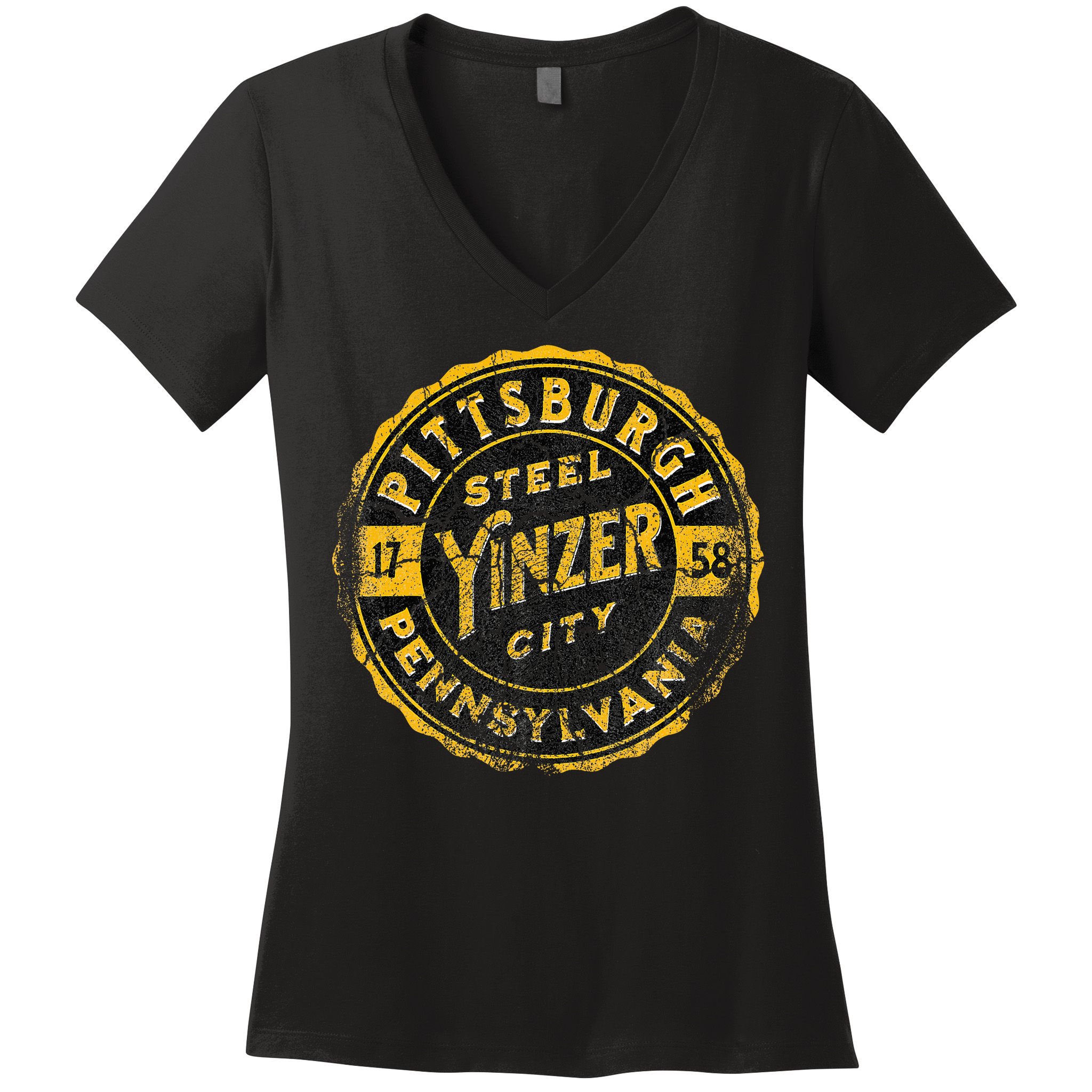 Pittsburgh Yinz Funny Yinzer Steel City 412 Pennsylvania Women's V-Neck T-Shirt