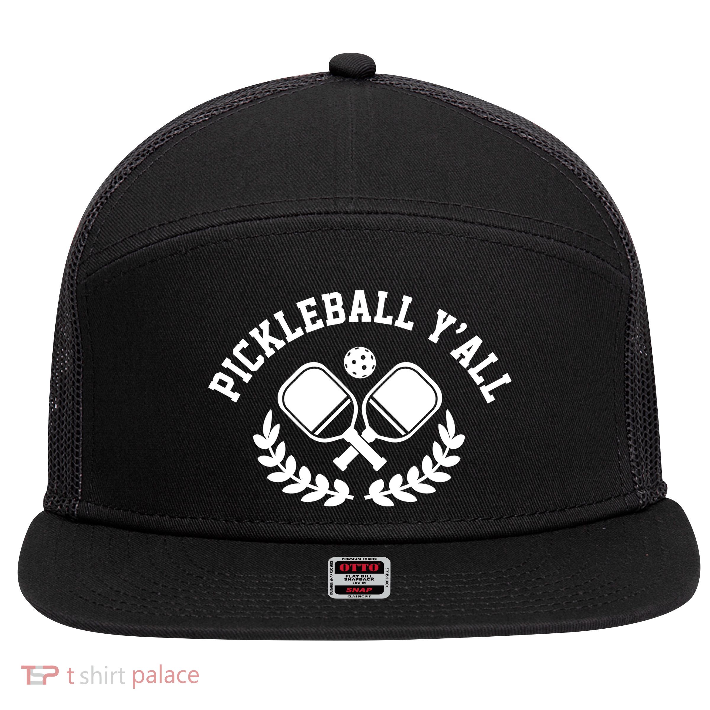 Pickleball Y'all Funny 7 Panel Mesh Trucker Snapback Hat