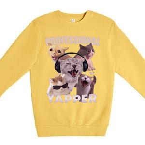 Professional Yapper Funny Cat Meme Goofy Ahh Ironic Cat Premium Crewneck Sweatshirt