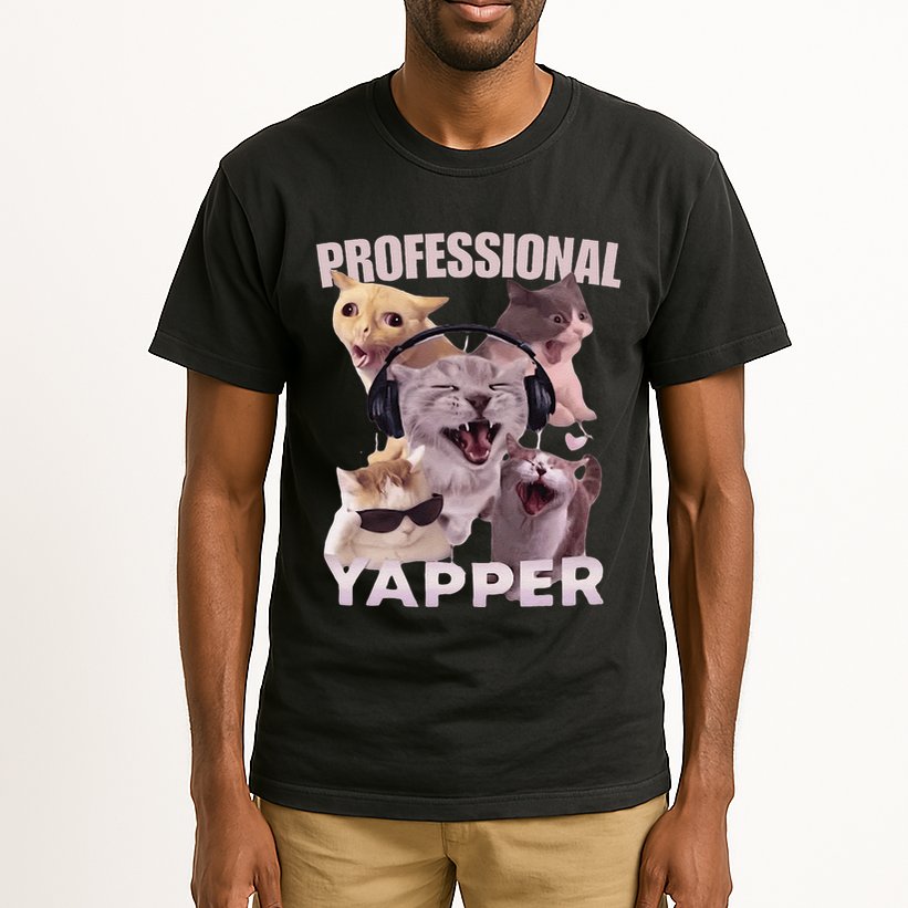 Professional Yapper Funny Cat Meme Goofy Ahh Ironic Cat Tall T-Shirt