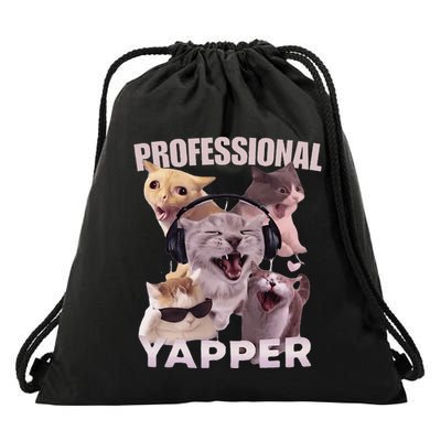 Professional Yapper Funny Cat Meme Goofy Ahh Ironic Cat Drawstring Bag