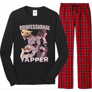 Professional Yapper Funny Cat Meme Goofy Ahh Ironic Cat Long Sleeve Pajama Set