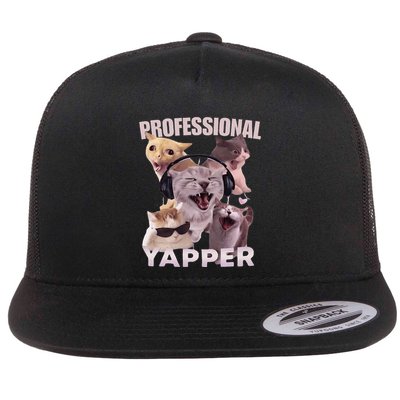 Professional Yapper Funny Cat Meme Goofy Ahh Ironic Cat Flatbill Hat