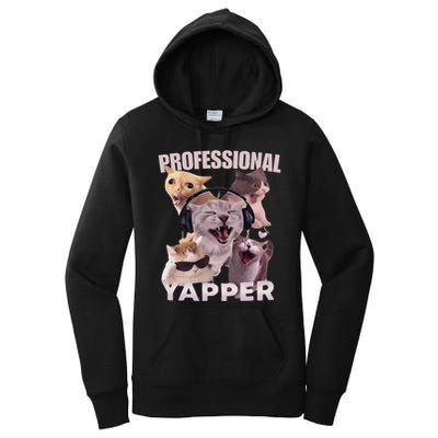 Professional Yapper Funny Cat Meme Goofy Ahh Ironic Cat Women's Pullover Hoodie
