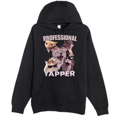Professional Yapper Funny Cat Meme Goofy Ahh Ironic Cat Premium Pullover Hoodie