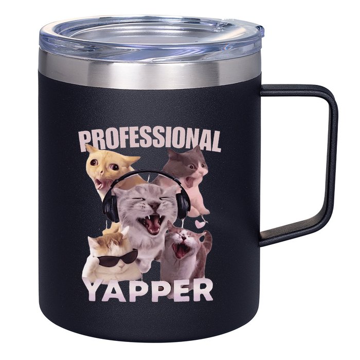 Professional Yapper Funny Cat Meme Goofy Ahh Ironic Cat 12oz Stainless Steel Coffee Mug