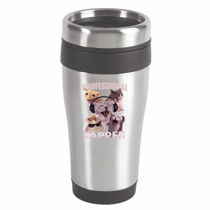 Professional Yapper Funny Cat Meme Goofy Ahh Ironic Cat 16oz Travel Tumbler