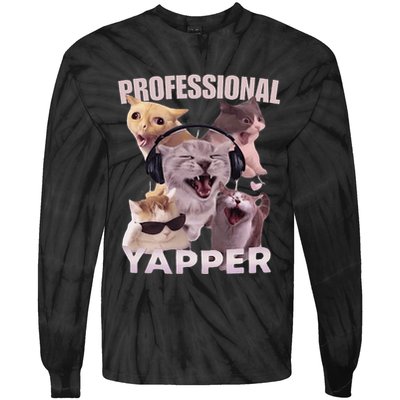 Professional Yapper Funny Cat Meme Goofy Ahh Ironic Cat Tie-Dye Long Sleeve Shirt