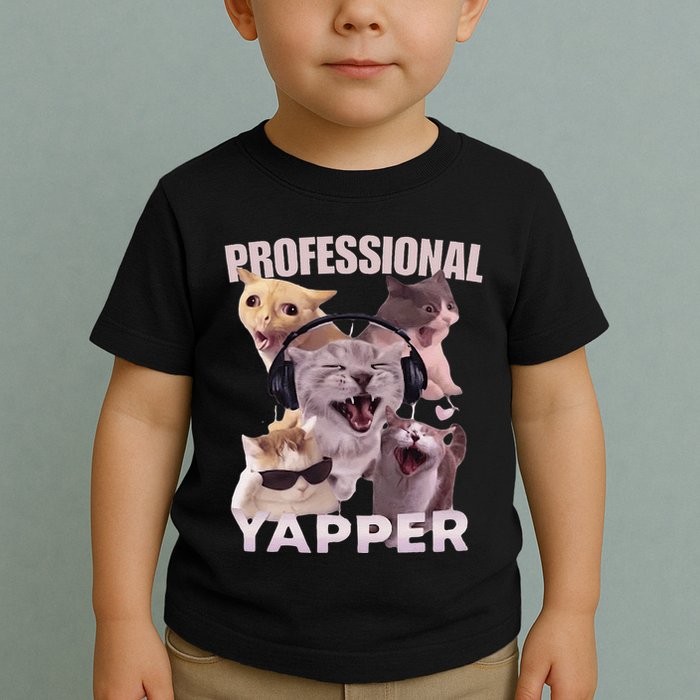 Professional Yapper Funny Cat Meme Goofy Ahh Ironic Cat Toddler T-Shirt